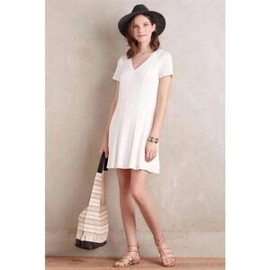 Anthropologie | Dolan Left Coast White Knit Ribbed V-Neck Dress, size small
